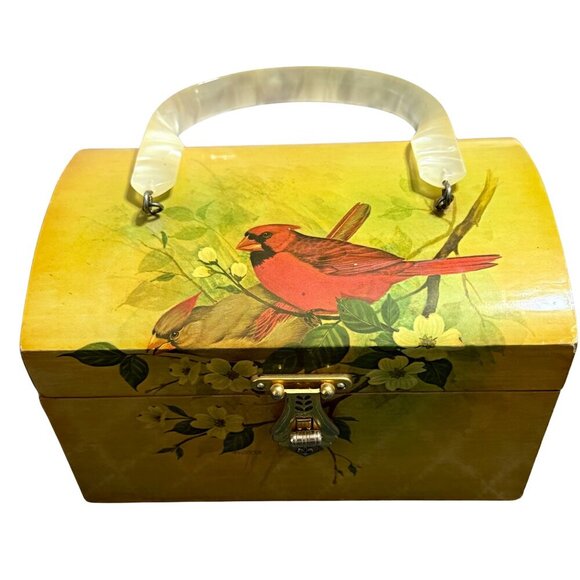 Annie Laurie Vintage Original Palm Beach Red Cardinal Box Purse - Picture 2 of 15